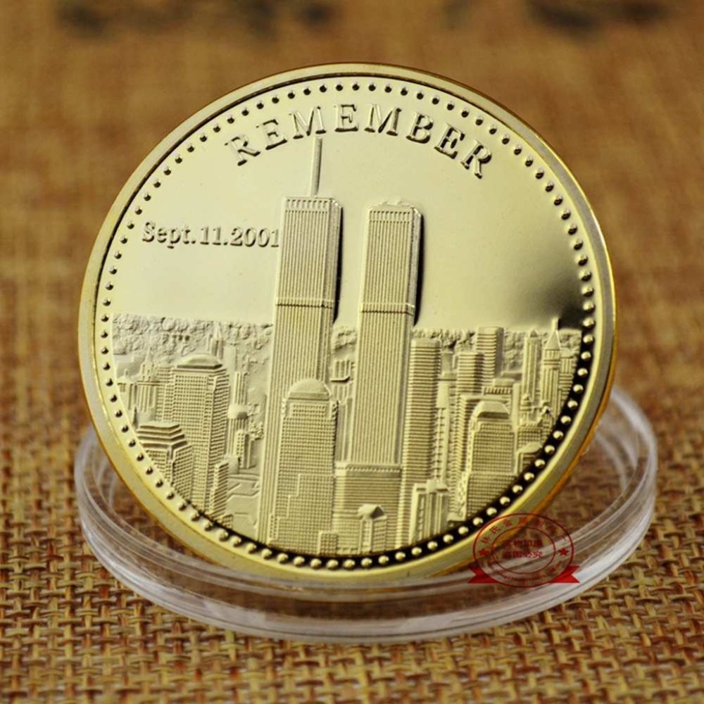 World Trade Center Building 9/11 Gold Plated Coin Golf Ball Marker Poker Chip